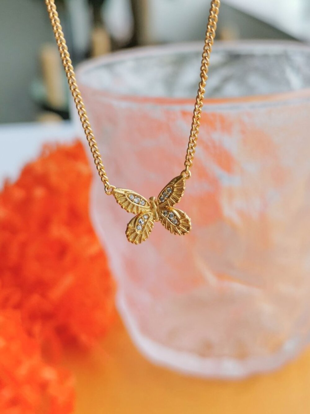 Julie Vos Gold Pendant Neckalce in Clear Crystal - Picture 4 of 5